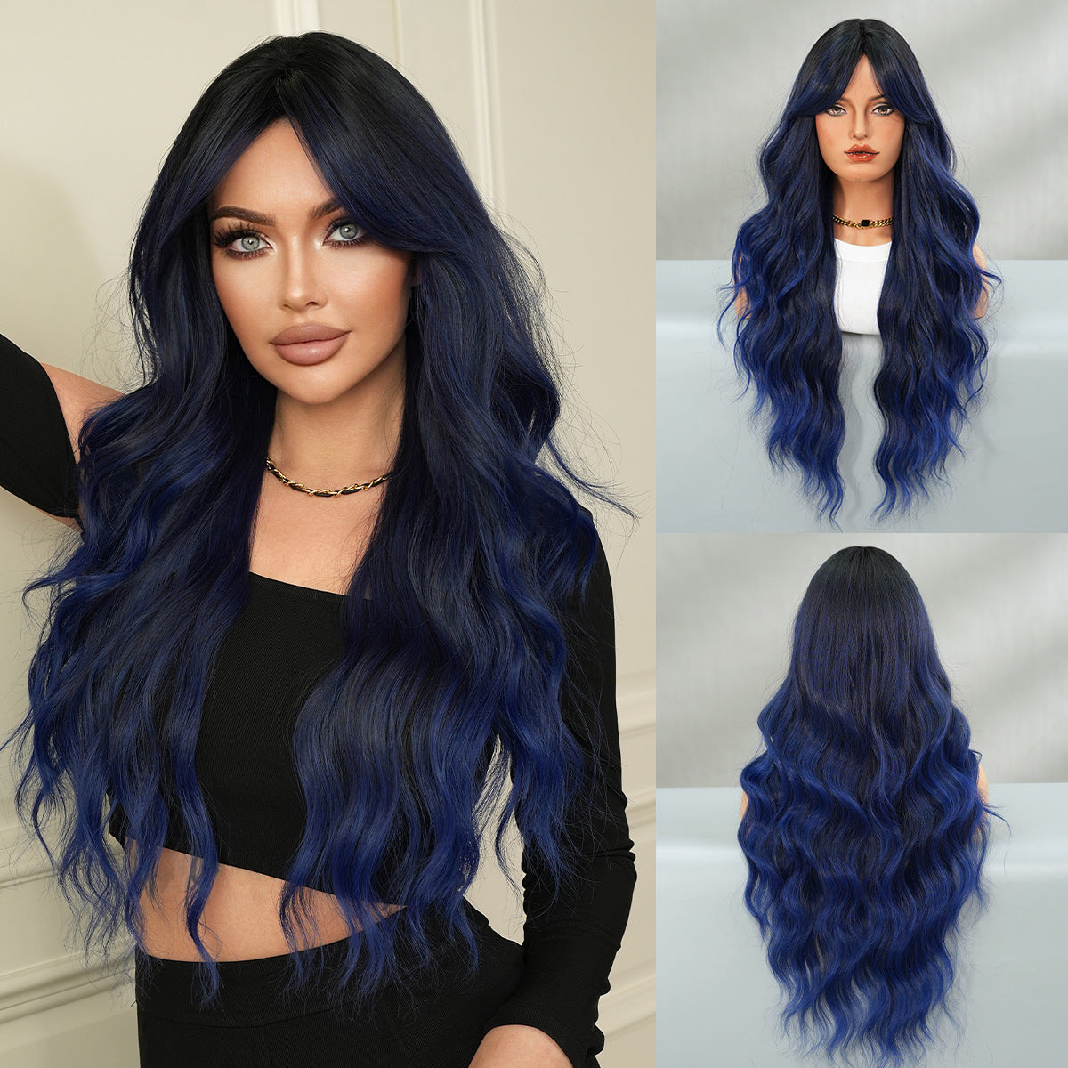Long Curly Synthetic Wig with Adjustable Strains