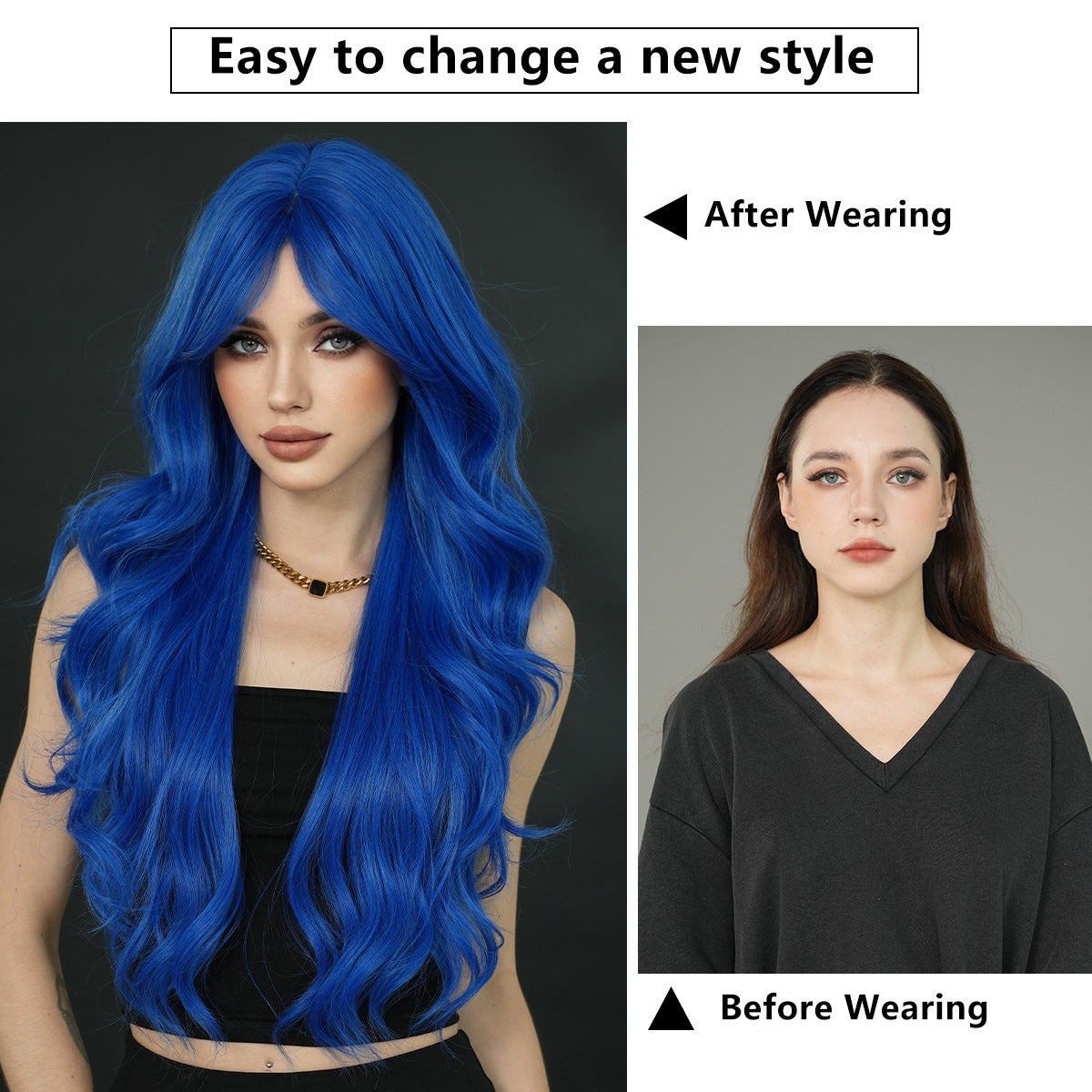 Long Curly Synthetic Wig with Adjustable Strains