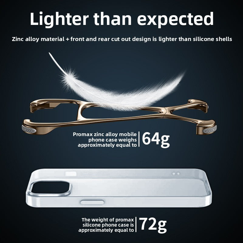 Frameless Zinc Alloy iPhone 16 Phone Case Anti-Fall Protective Cover