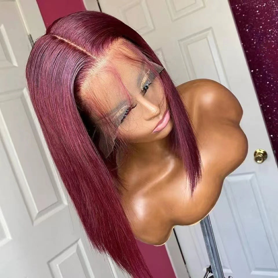 Lace Front Bob Wig Short Straight Synthetic Hair