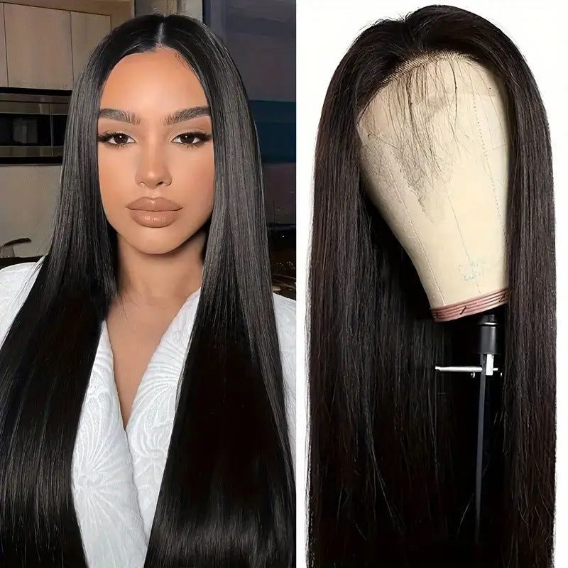 Lace-trimmed straight hair