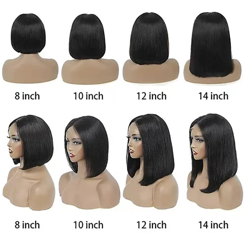 Lace Front Bob Wig Short Straight Synthetic Hair