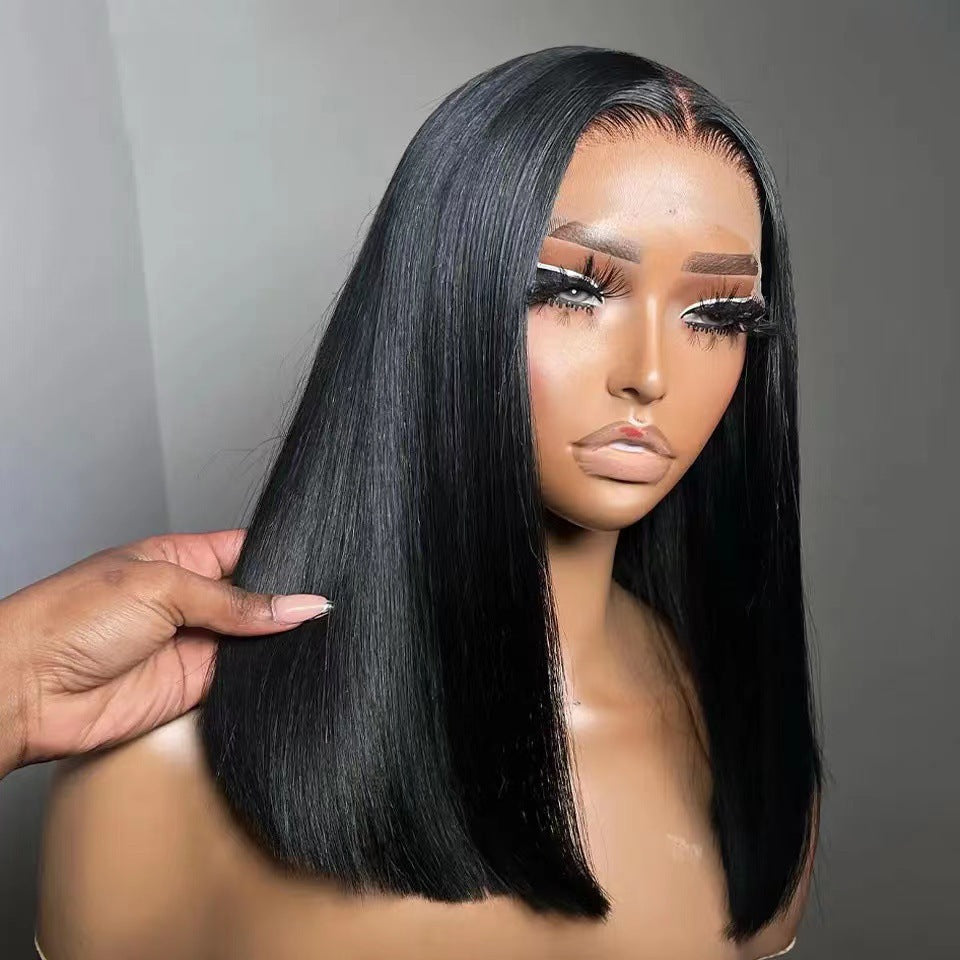 Lace Front Bob Wig Short Straight Synthetic Hair