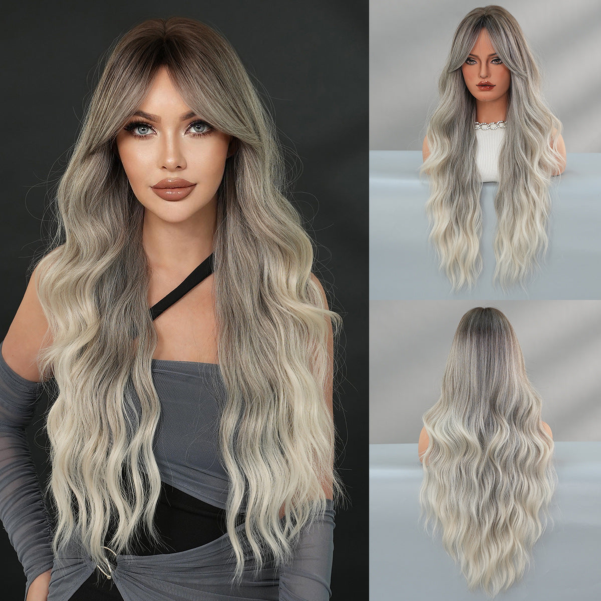 Long Curly Synthetic Wig with Adjustable Strains