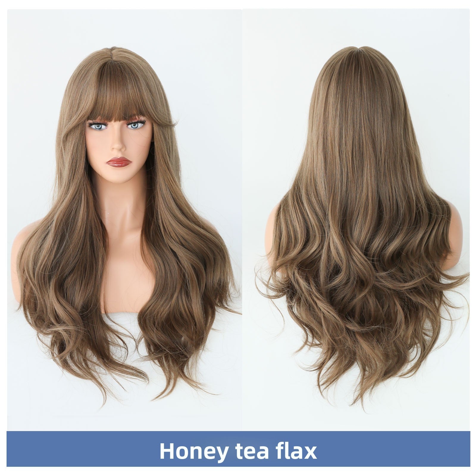 Long Curly Hair Wig with Air Bangs