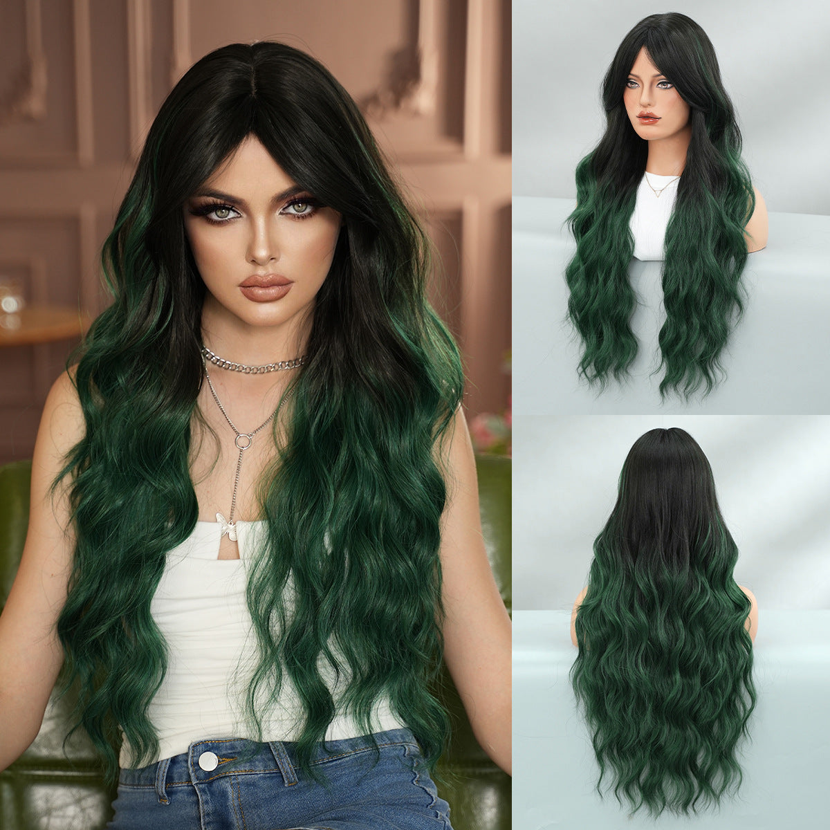 Long Curly Synthetic Wig with Adjustable Strains