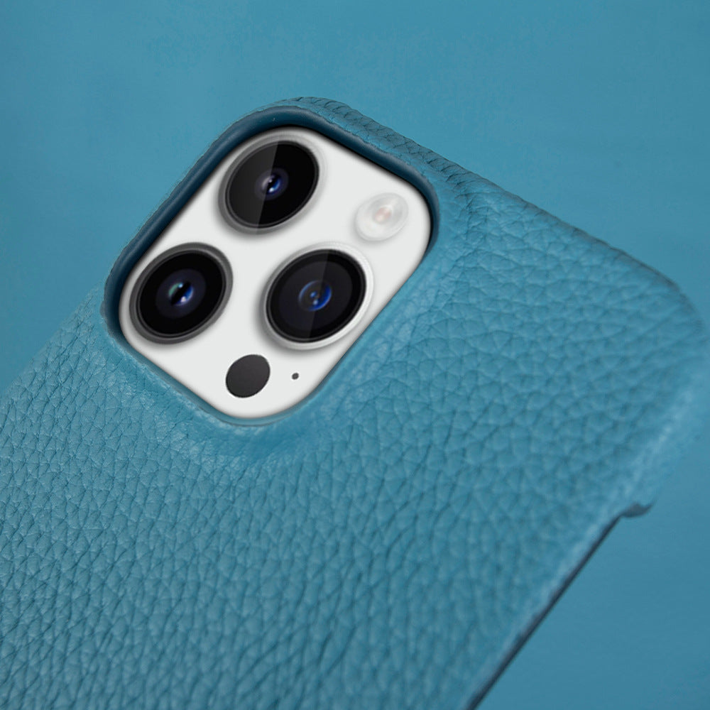 Suitable for Apple 13 Mobile Phone Case Genuine Leather iPhone 15 Mobile Phone Case 12 Protective Cover Simple 16Pro Apple Case 14