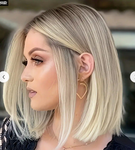 Short Straight Bob Wig Black Red Gradient