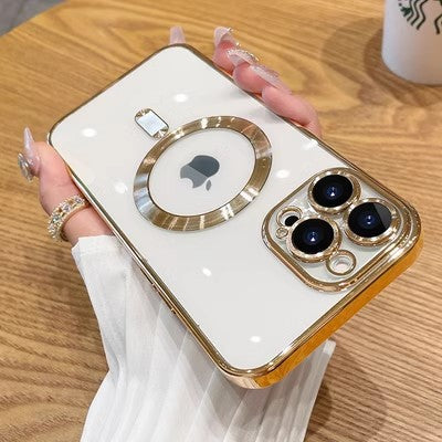 Electroplated Magnetic Phone Case for iPhone Transparent Anti-Fall Cover