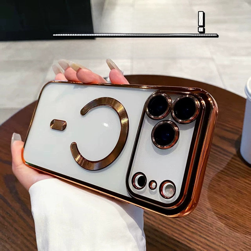 Electroplated Magnetic Phone Case for iPhone Transparent Anti-Fall Cover