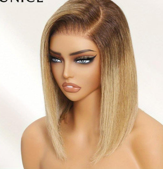 Short Straight Bob Wig Black Red Gradient