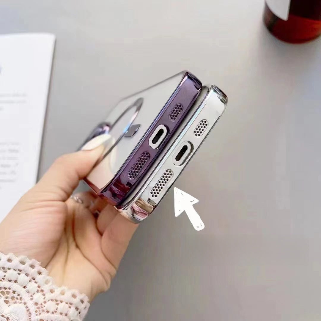 Electroplated Magnetic Phone Case for iPhone Transparent Anti-Fall Cover