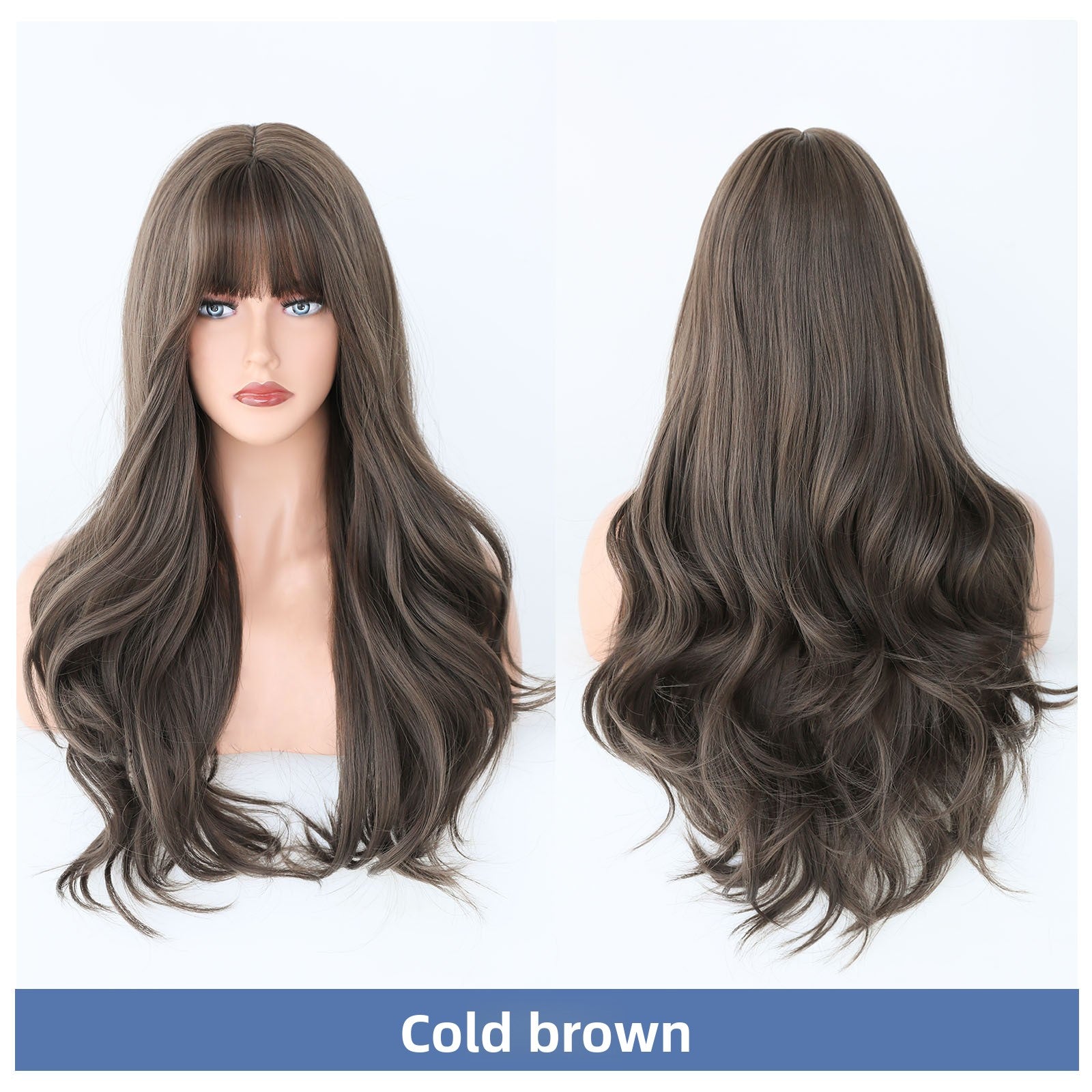 Long Curly Hair Wig with Air Bangs